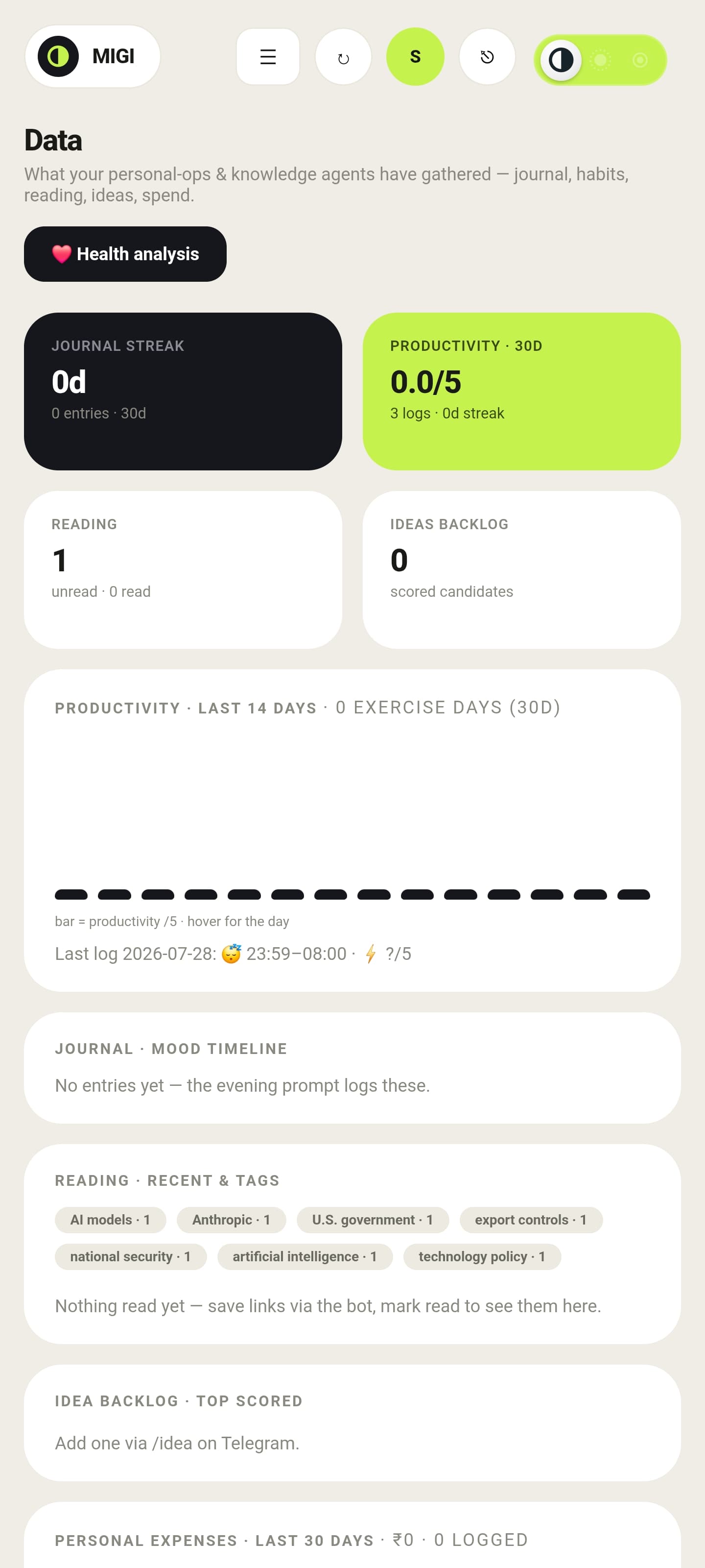 Version 1 data tracking agent