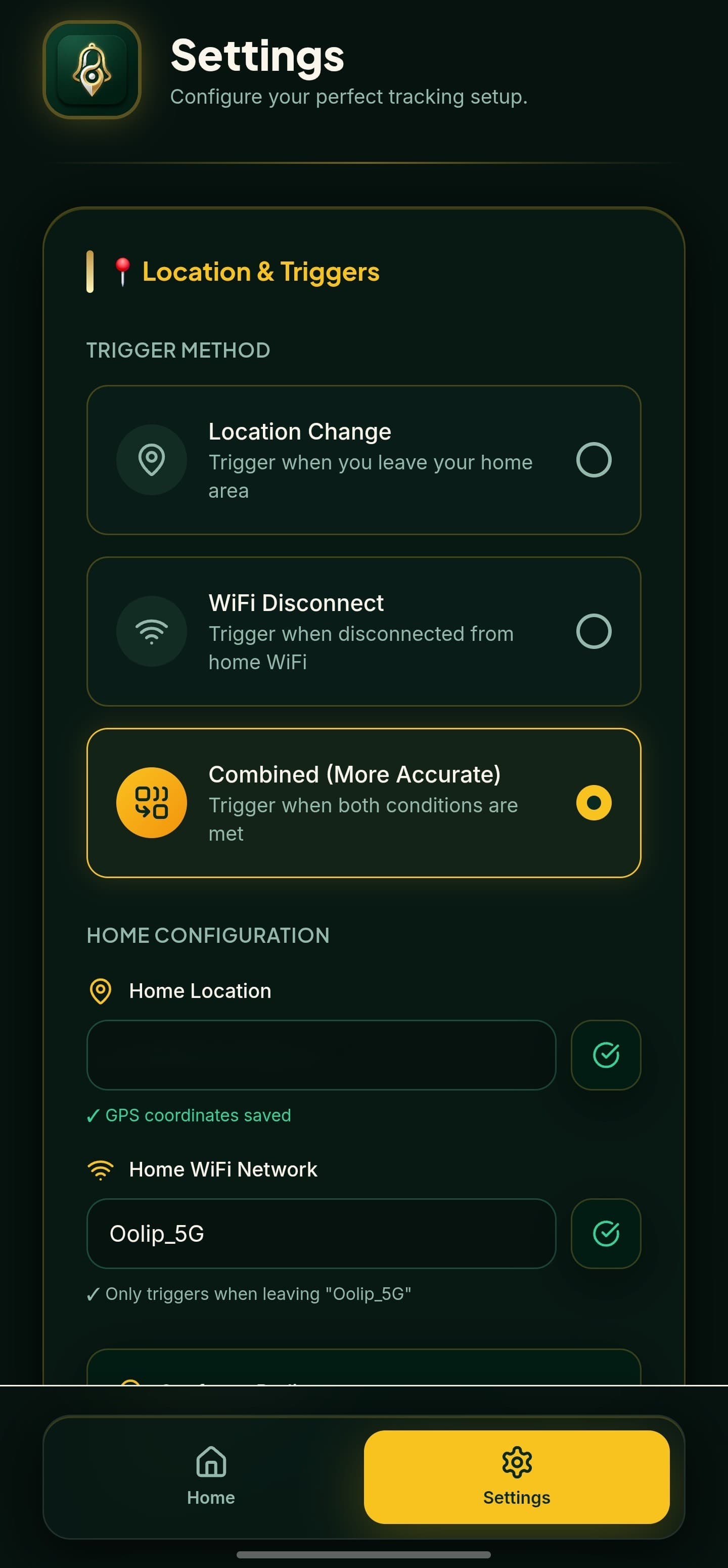 Triggers screen