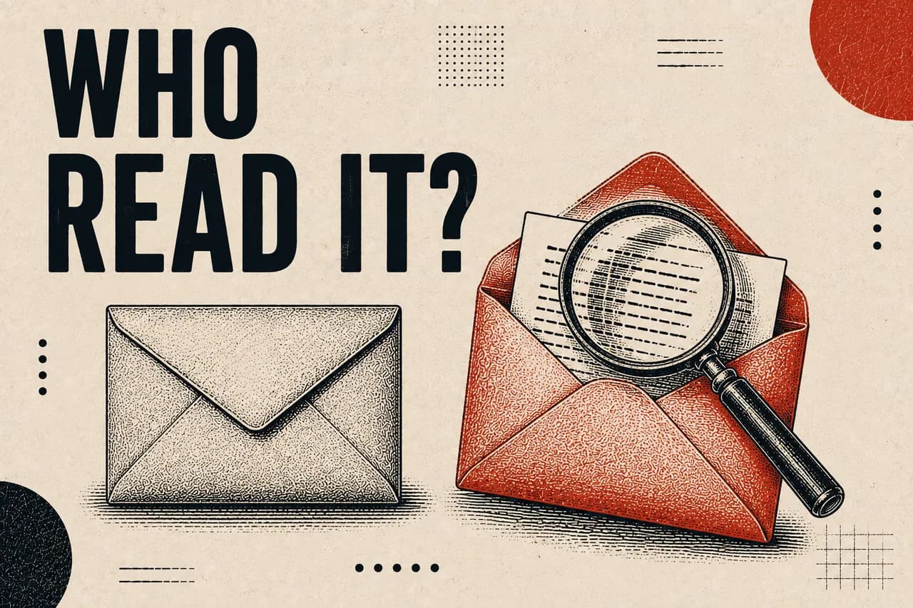 Two identical sealed envelopes; one stays sealed while the other is opened and read under a magnifying glass.