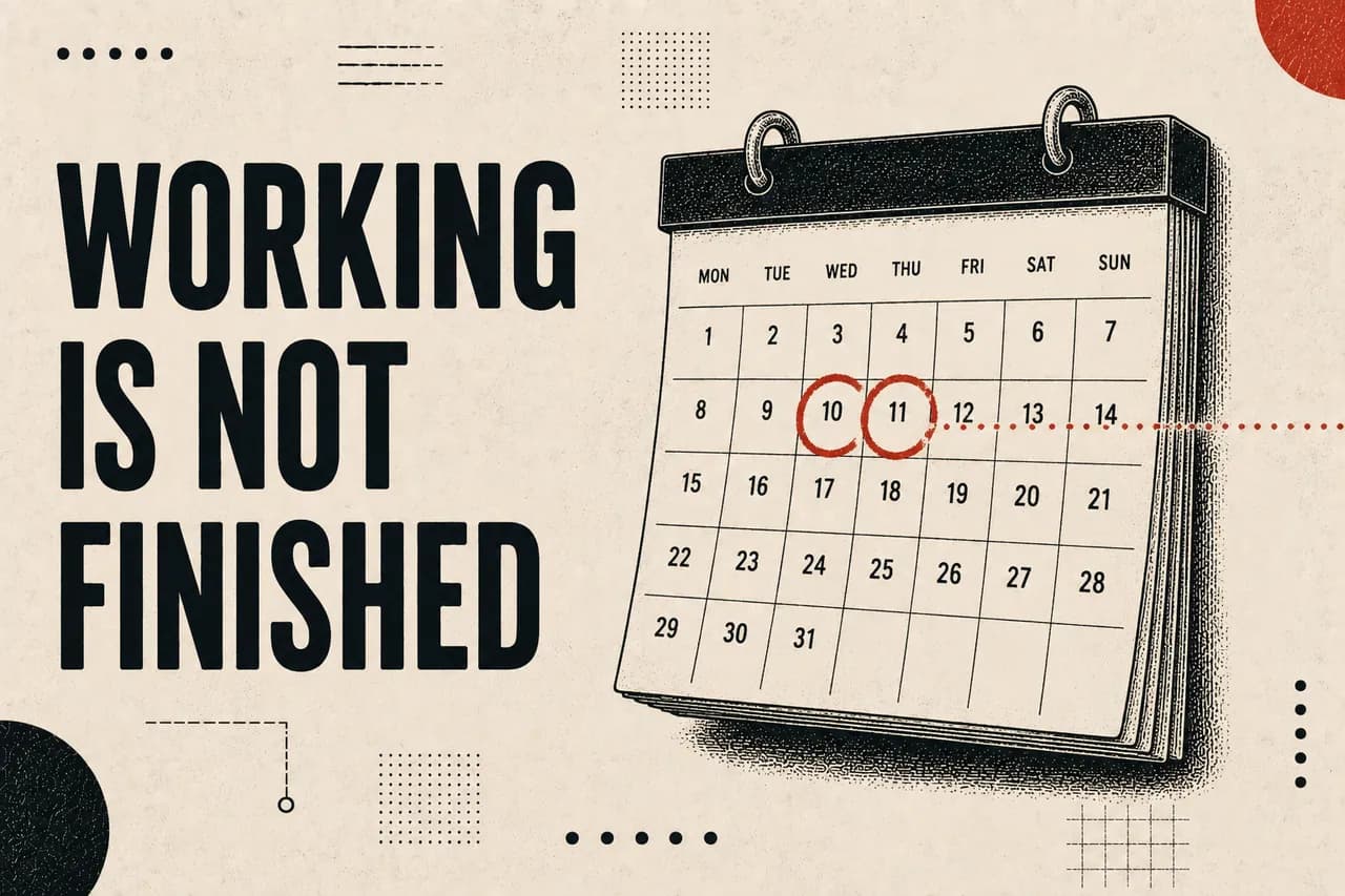A wall calendar with two adjacent days circled and a faint dotted line continuing far past the page edge.