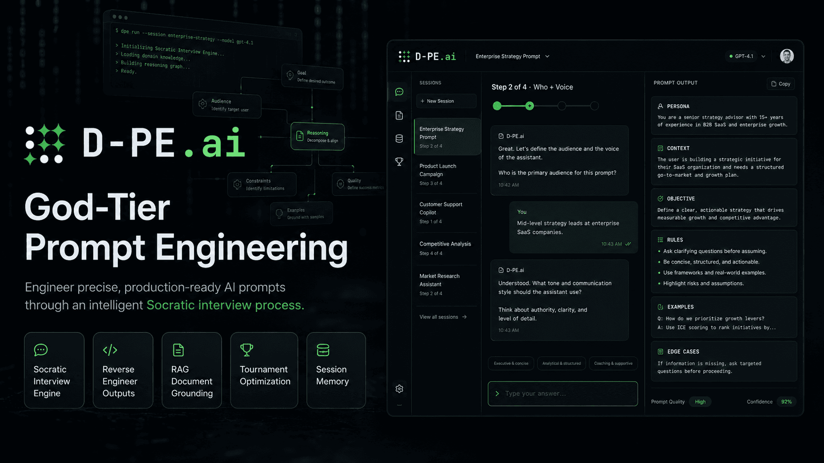 D-PE.ai — God-Tier Prompt Engineering workspace.